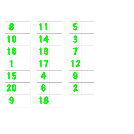 File Folder Match Numerals 1-20 (Light Green)